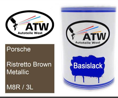 Porsche, Ristretto Brown Metallic, M8R / 3L: 500ml Lackdose, von ATW Autoteile West.